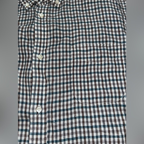 Vince Men's Button Down Shirt XL Long Sleeve Plaid Checker White Brown $225 MSRP - Picture 5 of 7